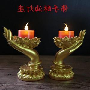 蓮花佛手燭臺(tái)與酥油蠟燭 禪意光影中的寧?kù)o之美